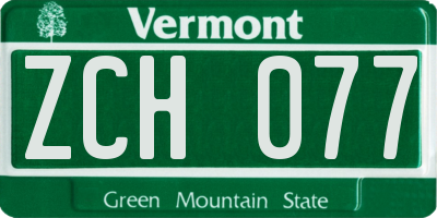 VT license plate ZCH077