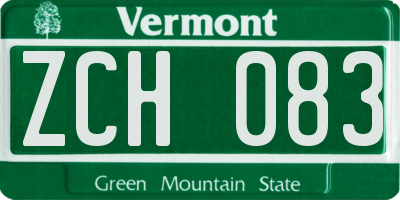 VT license plate ZCH083