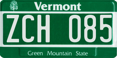 VT license plate ZCH085
