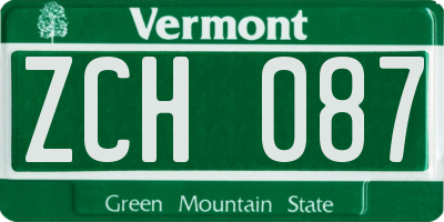 VT license plate ZCH087