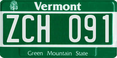VT license plate ZCH091