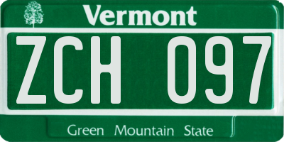 VT license plate ZCH097