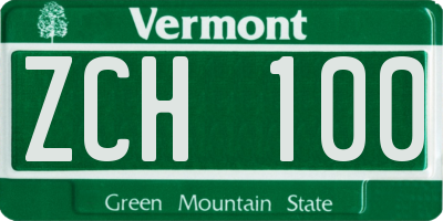 VT license plate ZCH100