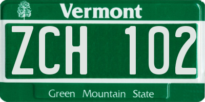 VT license plate ZCH102