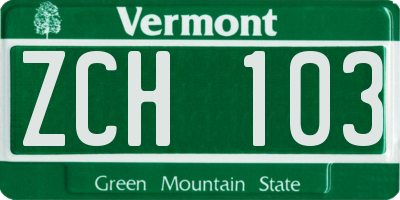 VT license plate ZCH103