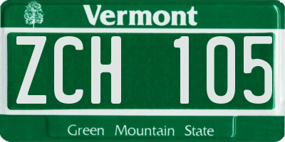 VT license plate ZCH105