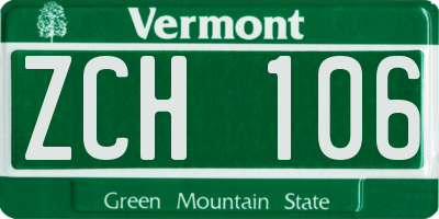VT license plate ZCH106