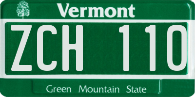VT license plate ZCH110