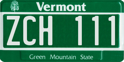 VT license plate ZCH111