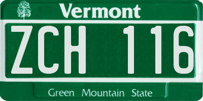 VT license plate ZCH116