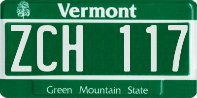 VT license plate ZCH117