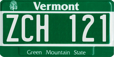 VT license plate ZCH121