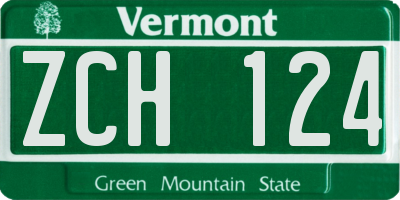VT license plate ZCH124