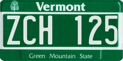 VT license plate ZCH125
