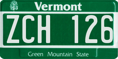 VT license plate ZCH126
