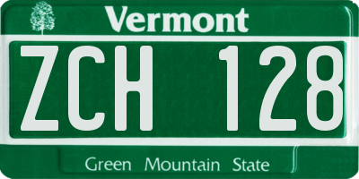VT license plate ZCH128