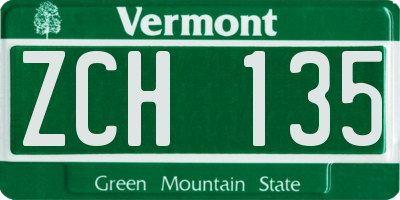 VT license plate ZCH135