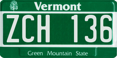 VT license plate ZCH136