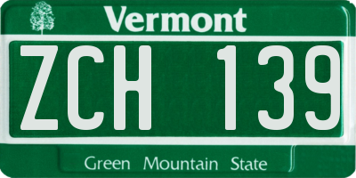 VT license plate ZCH139