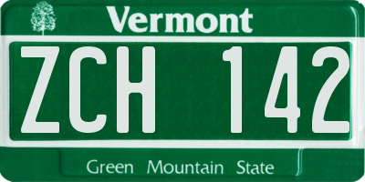 VT license plate ZCH142