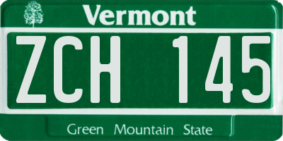 VT license plate ZCH145