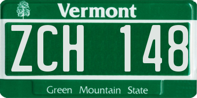 VT license plate ZCH148