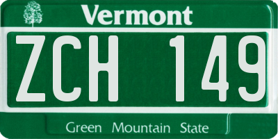 VT license plate ZCH149