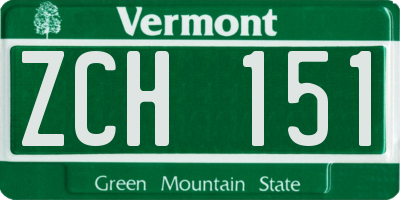 VT license plate ZCH151