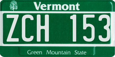 VT license plate ZCH153
