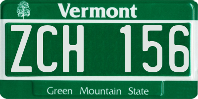VT license plate ZCH156