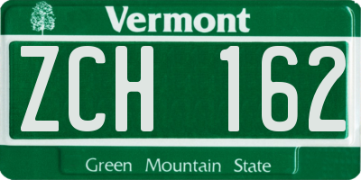 VT license plate ZCH162