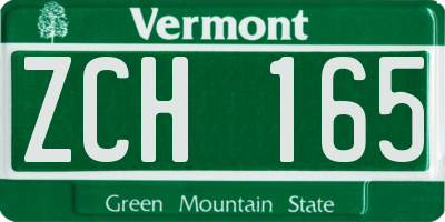 VT license plate ZCH165