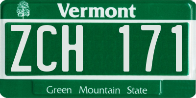 VT license plate ZCH171