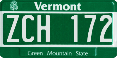 VT license plate ZCH172
