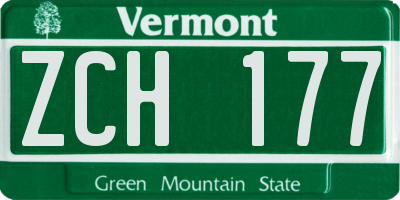 VT license plate ZCH177