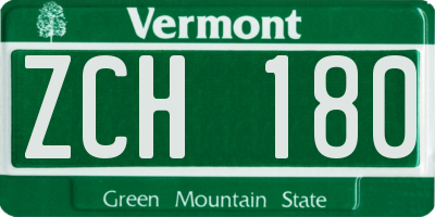 VT license plate ZCH180