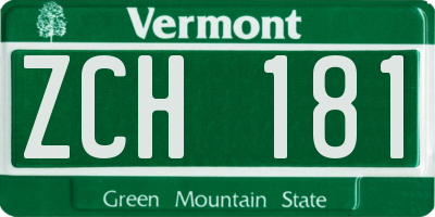 VT license plate ZCH181