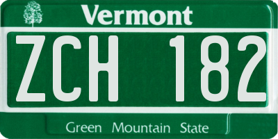 VT license plate ZCH182