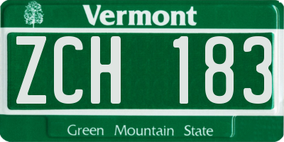 VT license plate ZCH183