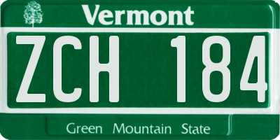 VT license plate ZCH184