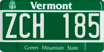 VT license plate ZCH185
