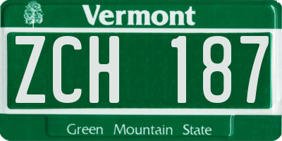 VT license plate ZCH187
