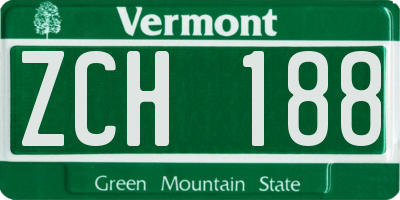 VT license plate ZCH188