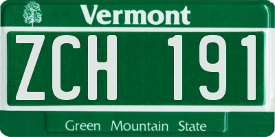 VT license plate ZCH191