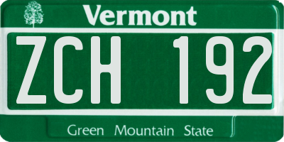 VT license plate ZCH192