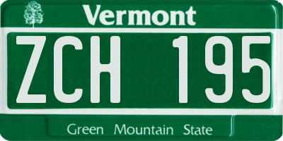 VT license plate ZCH195