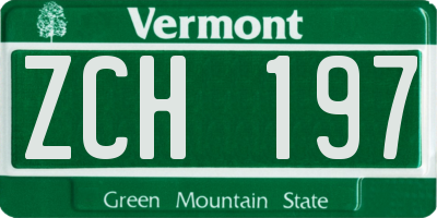 VT license plate ZCH197