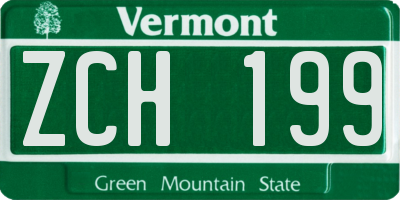 VT license plate ZCH199