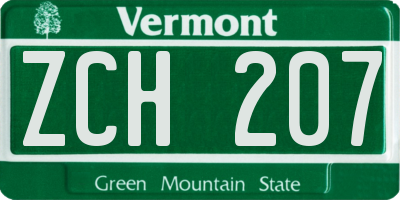 VT license plate ZCH207