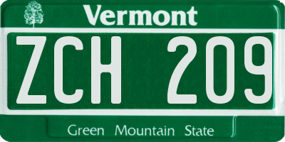 VT license plate ZCH209